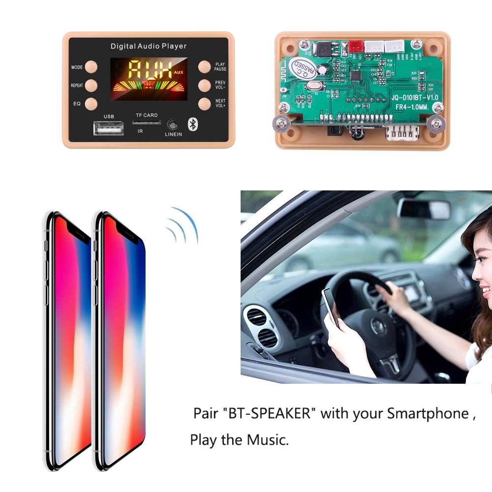 Mô Đun Giải Mã Âm Thanh Không Dây Bluetooth 5.0 Mp3 12v FM Radio Cao Cấp Đa Năng Cho Xe Hơi