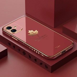 Ốp Điện Thoại Silicon TPU Mạ Điện Họa Tiết Lá Phong Kèm Dây Đeo Cho iPhone 11 iPhone 11 pro iPhone 11 pro max