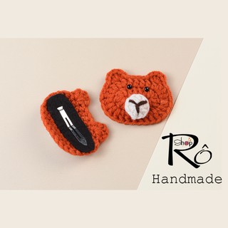 Kẹp tóc gấu hoạt hình dễ thương cho nữ và bé gái 5.5cm |Cặp tóc len đáng yêu |Shop Rô Handmade