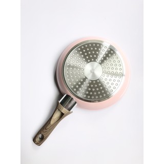 Chảo chống dính cao cấp 16cm, vân đá hoa cương, cán gỗ cao su bền chắc