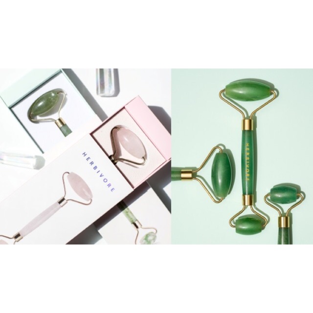 Cây lăn mát xa mặt Herbivore Jade/Rose Quartz Facial Roller Shopee