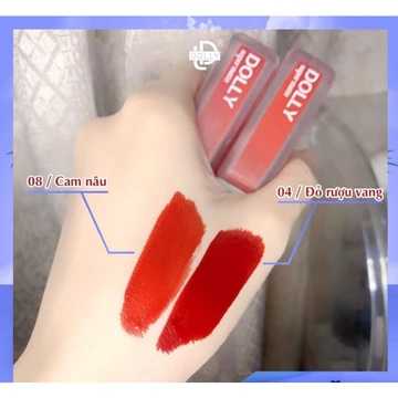 Hot trend 2021 [Đỏ Rượu Vang] Son Kem Lì Dolly Super Matte Không Chì Màu Đỏ Rượu Vang [4]