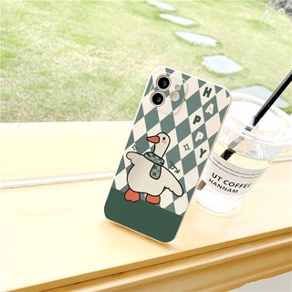 Ốp lưng iphone cạnh vuông Caro xanh vịt happy dành cho iphone 6 đến 16promax - E199