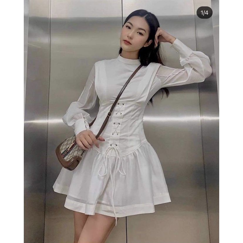 ĐẦM TRẮNG TAY BỒNG ÔM EO HIỆN ĐẠI - JOYCE DRESS