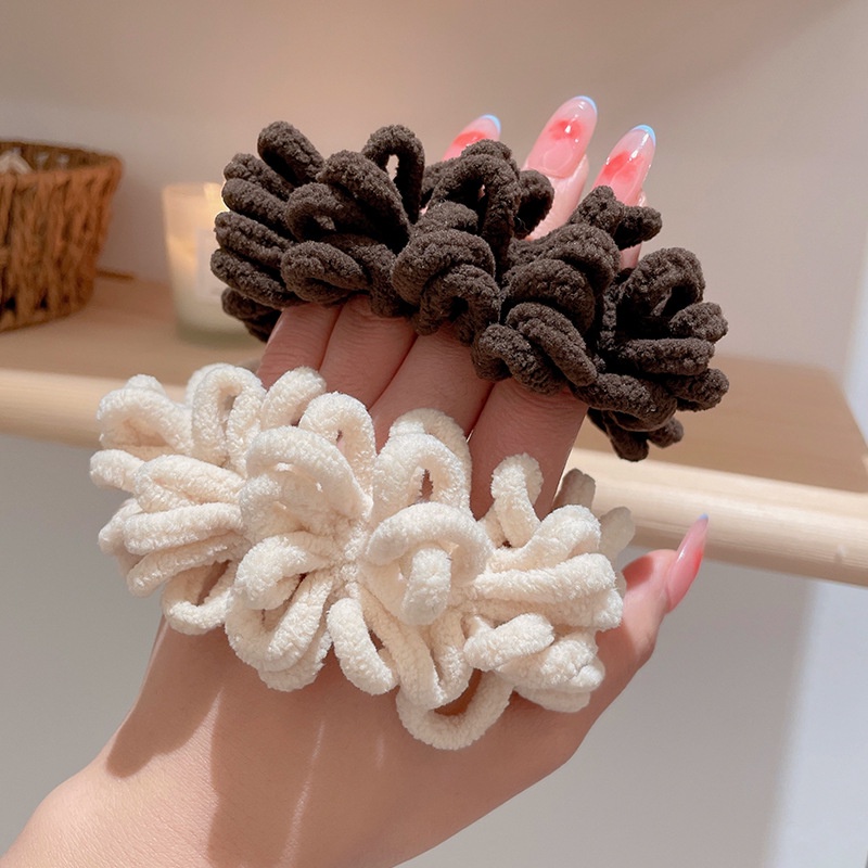 Dây buộc tóc scrunchies phong cách hàn quốc, dây chun cột tóc màu nâu, đen, trắng