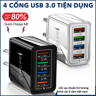 Cốc Sạc Nhanh 4 Cổng USB 3.0 Tiện Dụng - Cốc sạc siêu nhanh hàng chuẩn EU - cốc sạc 4 cổng usb 3.0