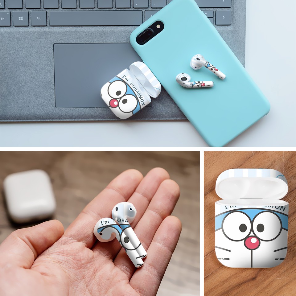 Miếng dán skin cho AirPods in hình Doremon - Dor019 (AirPods 1, 2, 3, Pro, i12)
