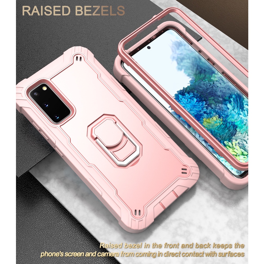 Ốp lưng chống sốc 360 Full Armor Samsung Galaxy S20 FE A02S A12 A32 Samsung A52 vỏ A72 5G Vỏ điện thoại sang trọng Nhẫn đứng Coque