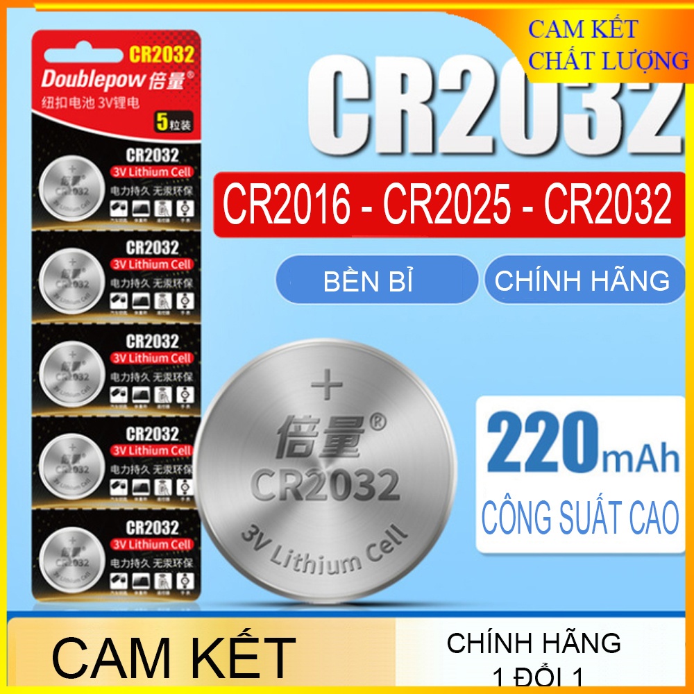 [Vỉ 05 viên] Pin nút cúc áo CR2032 CR2025 CR2016 chính hãng Doublepow ...