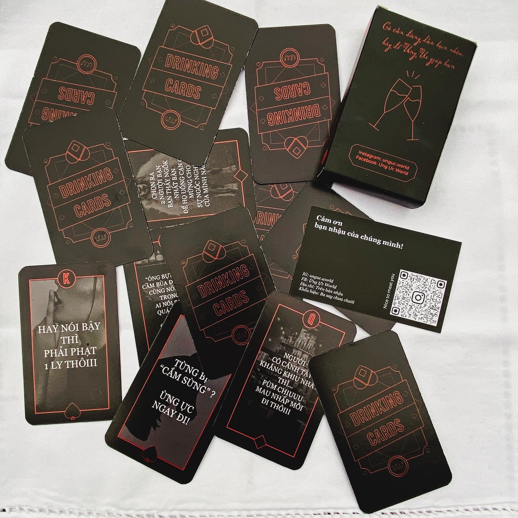 Bộ bài uống rượu Ừng Ực 1 với 52 lá, drinking game thử thách tiệc tùng với bạn bè siêu lầy, hài hước