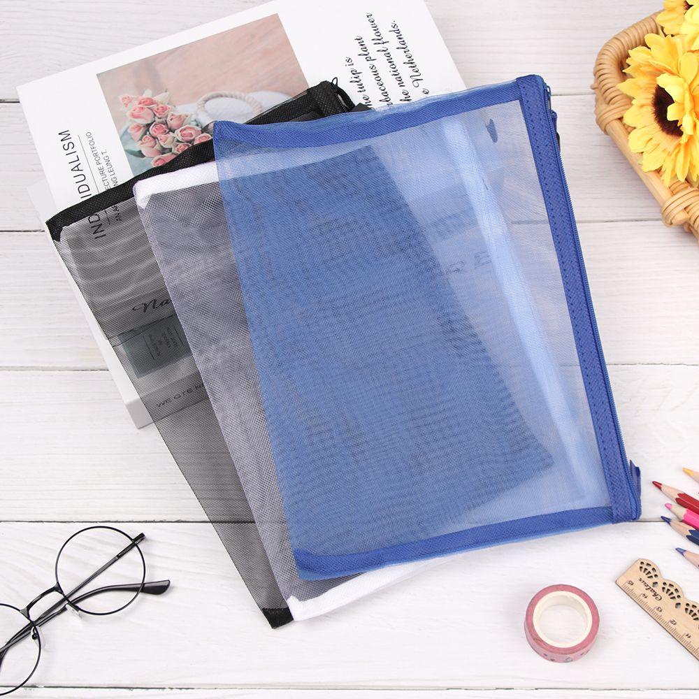 DWEL 1 Dây Kéo Bút Chì Màu Trơn Thời Trang Văn Phòng Phẩm Trang Điểm Mỹ Phẩm Ví Đựng Tiền Xu Lưới Trong Suốt