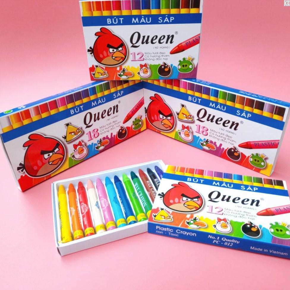 [COMBO 3/1] Bộ Sáp Màu Queen, Tô Màu ẹp Không Bộ Gãy -Gốm 12/18 Màu (Dành cho các bé)