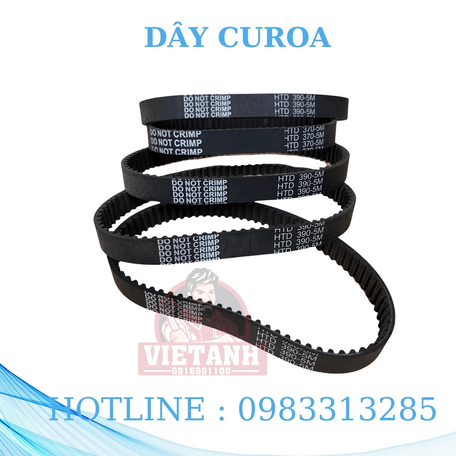 2 stuks HTD 380-5M tandriem, C=375/380, breedte 15/20/25 mm