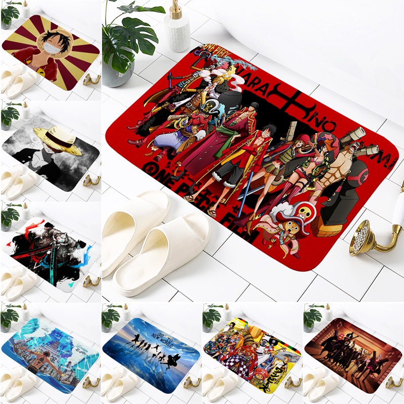 Khỉ D. Thảm lót cửa chùi chân Chống Trượt Thấm Hút Tốt In Hình Nhân Vật Anime One Piece Kích Thước 60x40cm