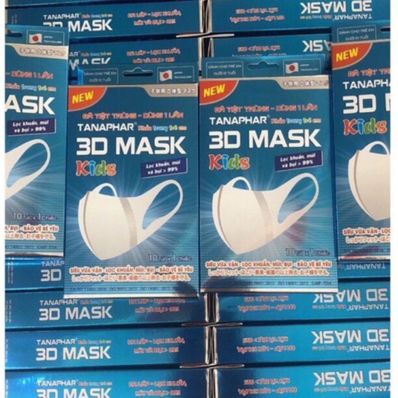 Khẩu trang 3D Mask Tanaphar hộp 10 chiếc ( trẻ em ,người lớn ) Shopee