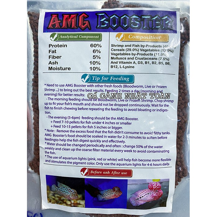 THỨC ĂN CÁ LA HÁN AMG BOOSTER HỖ TRỢ CHÂU, ĐẦU, MÀU 100G