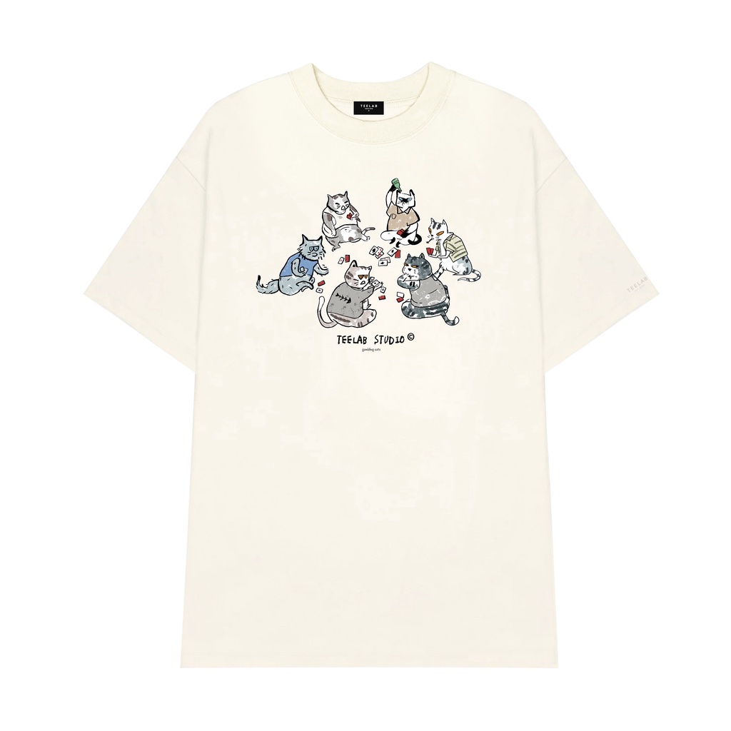 Ảnh Áo Thun Teelab Gambling Cats Unisex Form Oversize Local Brand Tshirt TS150 2