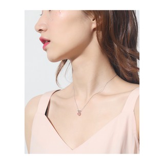 [ Tặng hộp quà cao cấp] Dây Chuyền Bạc Ý 925 Mặt Thỏ Đá Dâu Tây Hàn Quốc