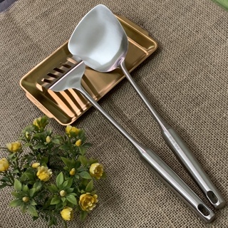 Sạn Xẻng Chiên Xào Inox 304 - Tay Cầm Dài 37cm, Độ Bền Vượt Trội