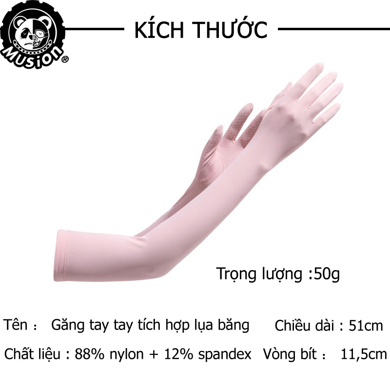 Găng tay Musion vải lụa mát thanh lịch có lỗ xỏ ngón tay chống nắng chống tia UV UPF50