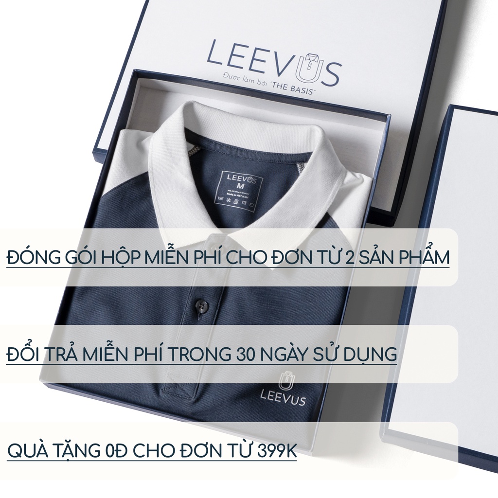 Mô tả Áo polo nam phối Raglan logo LEEVUS đen trắng, trẻ trung vải CVC cá sấu APL204 - 5