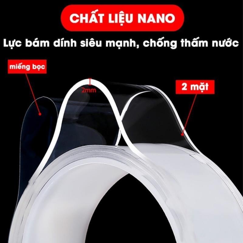 Băng Dính 2 Mặt Siêu Dính, Băng Keo Trong Suốt Nano 3m Dán Tường Đa Năng