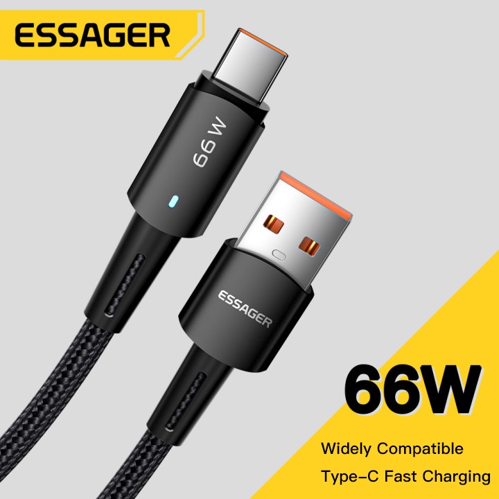 Cáp sạc nhanh Essager 66W 6A USB to Type-C cho Huawei OPPO VIVO