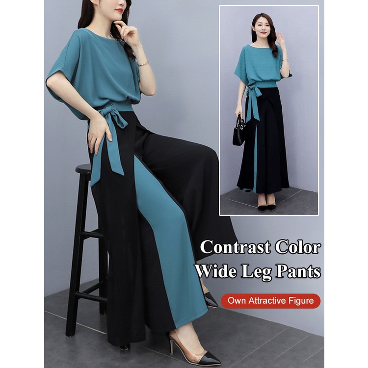 Set Đồ 2 Món Quần Ống Rộng Chất Liệu Chiffon Thời Trang Trẻ Trung