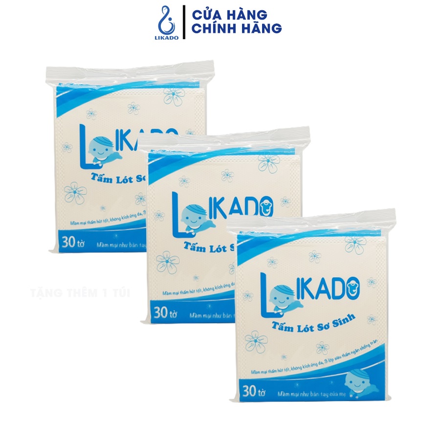 Miếng lót phân su cho bé likado dùng lót phân su cho trẻ sơ sinh túi 30 miếng (Combo 3 gói)