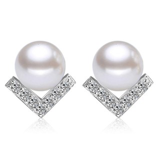 Bông tai ngọc nhân tạo nhân tạo chữ V BHBT154