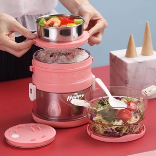 Cặp lồng, Hộp Đựng Cơm Lõi Inox 3 Chống Tràn Đổ Giữ Nhiệt Cam Homeware