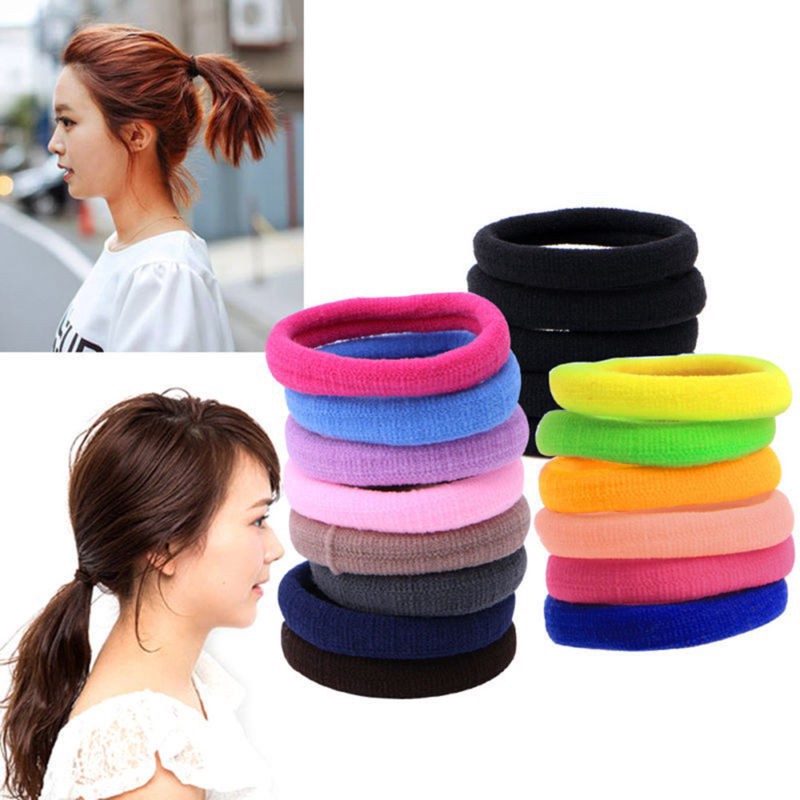 50 Dây Buộc Tóc Co Dãn Màu Trơn Thời Trang Cho Nữ