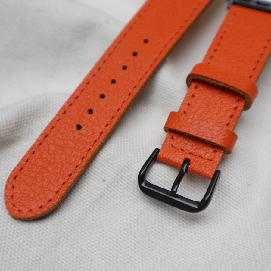 Dây đồng hồ applea watch, dây đeo apple watch da bê alran màu cam size 38mm,40mm,42mm,44mm