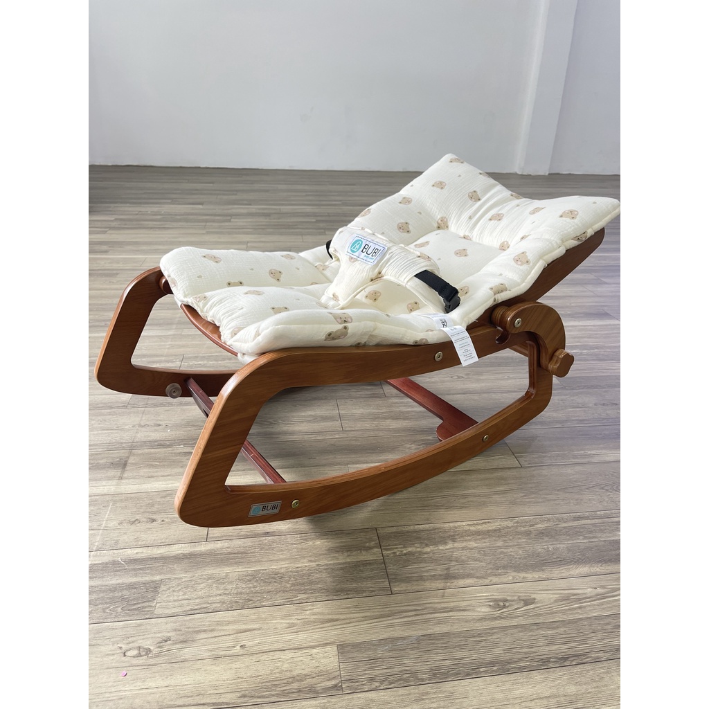 Ghế rung và bập bênh gỗ BUBI - Dark Frame w Pink Rabbit Top | Shopee ...