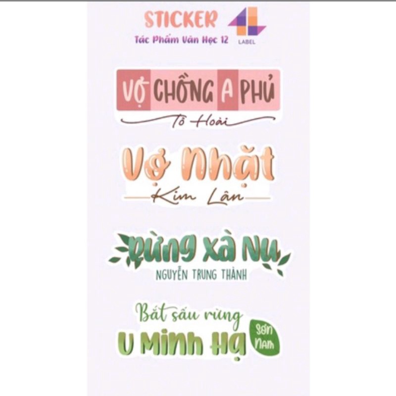 Sticker tác phẩm văn học lớp 12(cả năm) | Shopee Việt Nam
