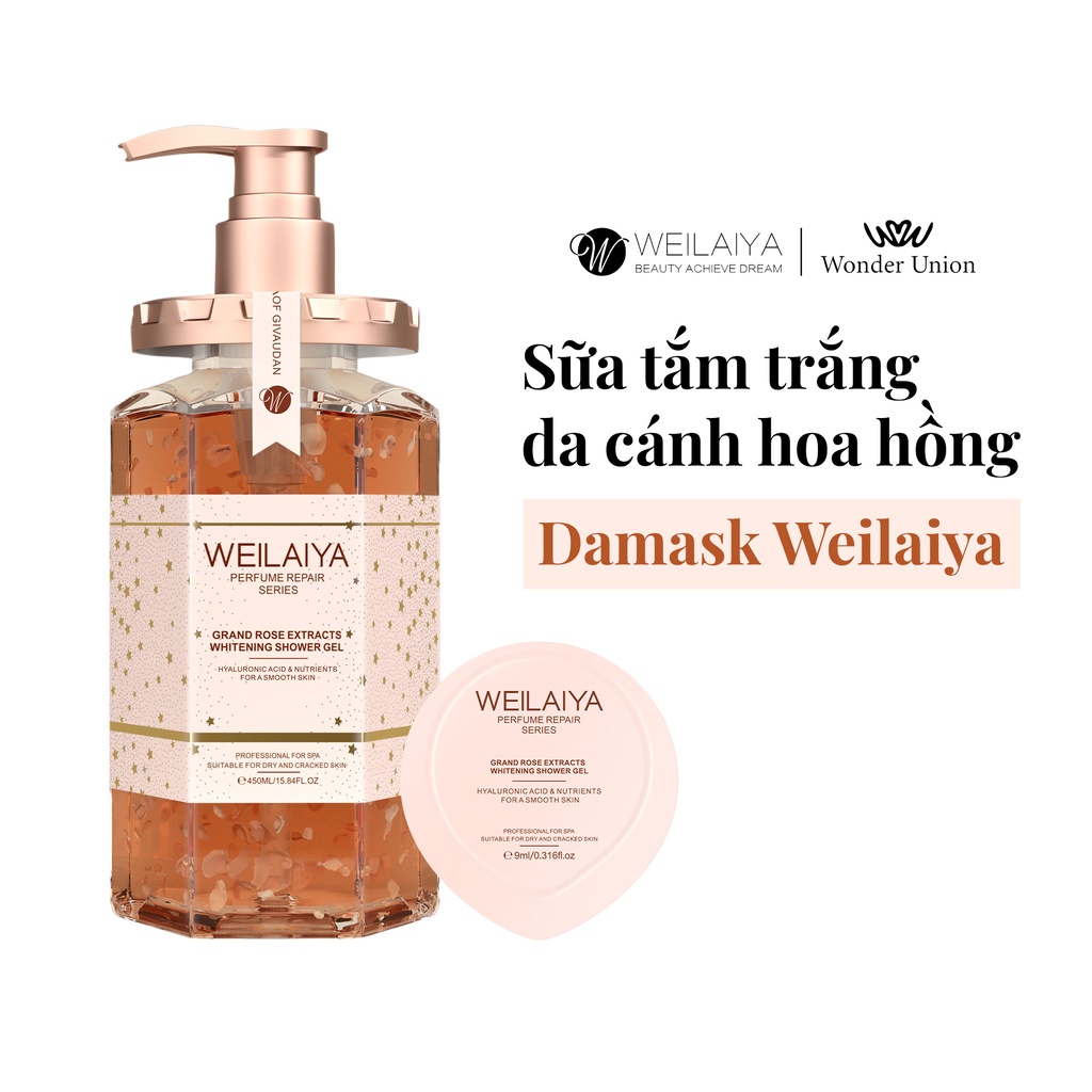 Ảnh Combo 2 chai Sữa tắm trắng da cánh hoa hồng Damask Weilaiya Grand Rose Extracts Whitening Shower Gel 450ml 2