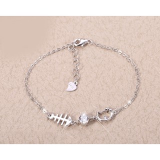 Lắc tay kiểu mèo kitty đá nhân tạo BHLT24