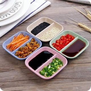 Set 3 Đĩa Đựng Gia Vị 2 Ngăn Bằng Lúa Mạch Siêu Gọn Siêu Tiện - 1580