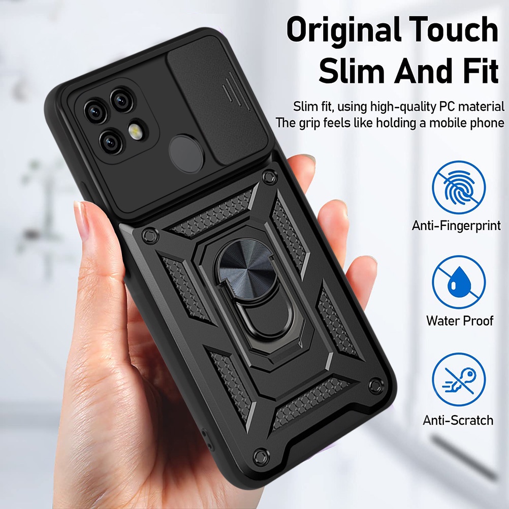 Ốp lưng áo giáp máy ảnh trượt Realme 8 Pro C20 C20A C12 C25 C55 C53 C51 C65 C67 C35 C31 C11 2021 Note 50 Narzo N55 20 30A 50A Prime 4G 5G Vỏ khung vòng Full Lens Cover
