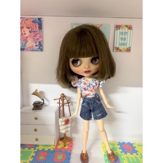 Set áo hoa ngẫu nhiên kèm quần jean size blythe,xinyi