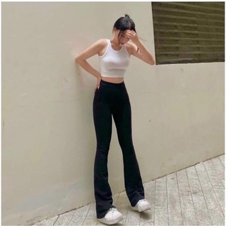 Quần ống loe cạp cao legging dáng dài, Quần legging nữ ôm ống loe dáng dài
