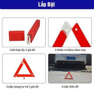 Biển Cảnh Báo Nguy Hiểm Tam Giác Phản Quang Cho Ô Tô - Gấp Gọn Nhanh Chóng