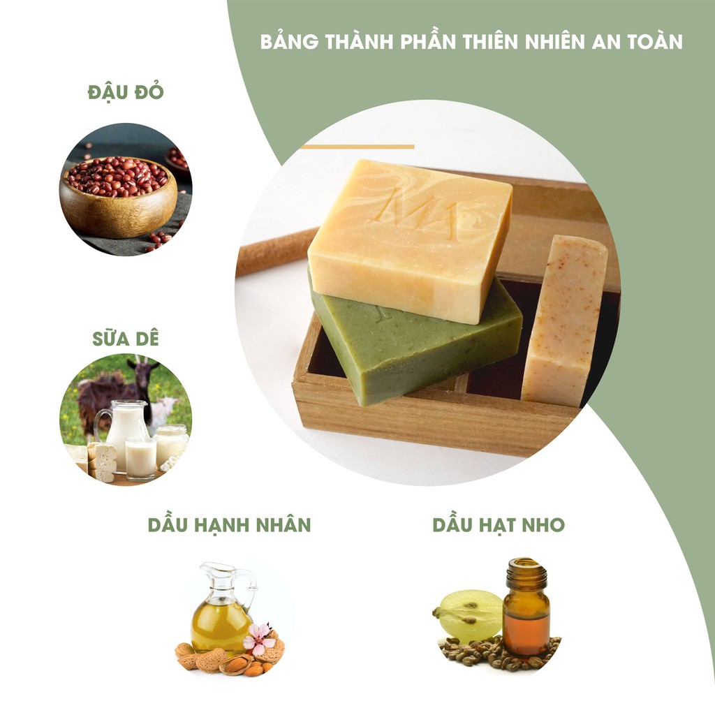 Ảnh Xà Bông Thiên Nhiên Mộc An Đậu Đỏ Sữa Dê Chăm Sóc Face & Body- Dưỡng Da Mềm Mịn, Trắng Sáng 100g 4