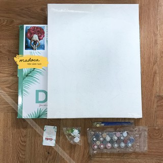 Tranh tô màu số hóa Madoca có khung 40x50cm điệu múa bông hồng đỏ T2055
