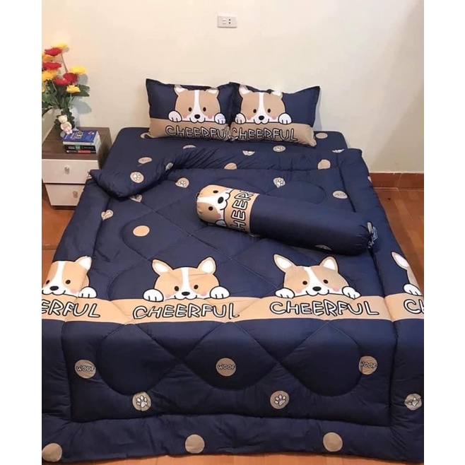 Ảnh Bộ chăn ga gối Cotton poly Bo Decor chăn phao nhẹ đắp 4 mùa 2