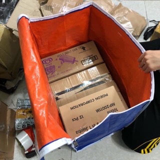 Túi Bạt Có Dây Kéo Đựng Đồ Đựng Quần Áo Màu Xanh Cam Nhiều Size