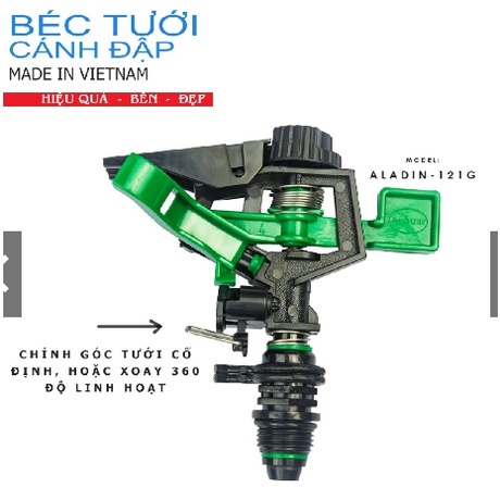 Béc tưới cánh đập chỉnh góc Aladin 121-G phi 21, béc tưới cây diện rộng