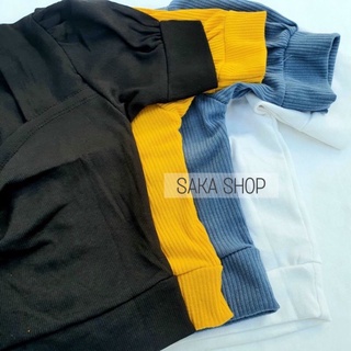 Áo thun nữ croptop nhúng ly tay phồng