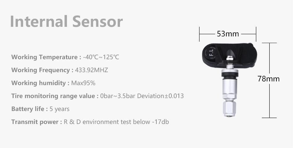 Mô tả Hệ Thống Giám Sát Áp Suất Lốp Xe Hơi TPMS Thông Minh Sạc Năng Lượng Mặt Trời Tự Động Màn Hình LCD Với 4 Cảm Biến - 10