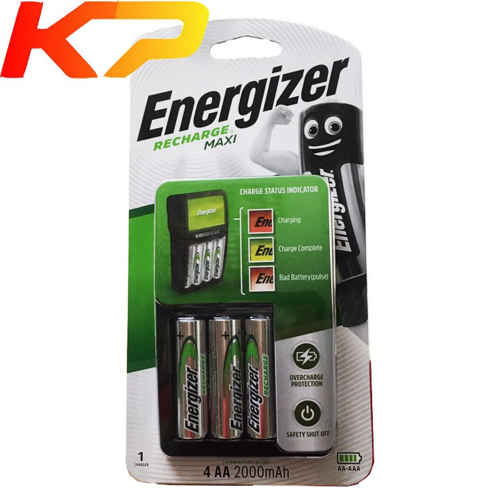 Bộ sạc pin Energizer Charger CHVCM4 kèm 4 pin Energizer AA 1.2v 2000mAh ...